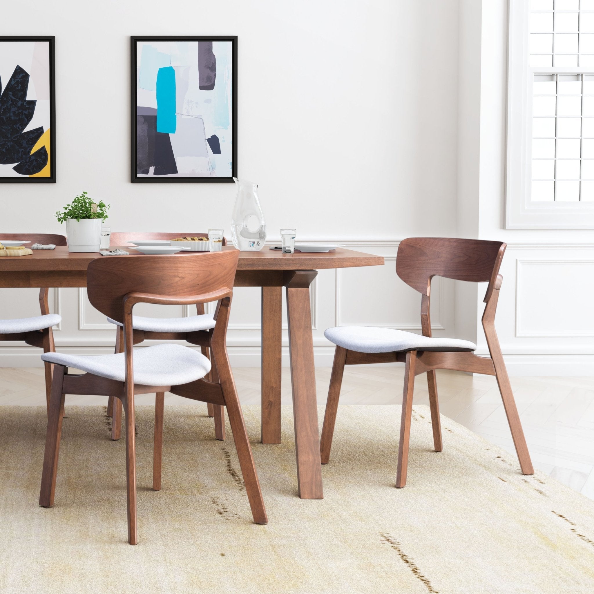 Russell Dining Chair (Set of 2) Walnut & Light Gray - Cozy Roots Decor