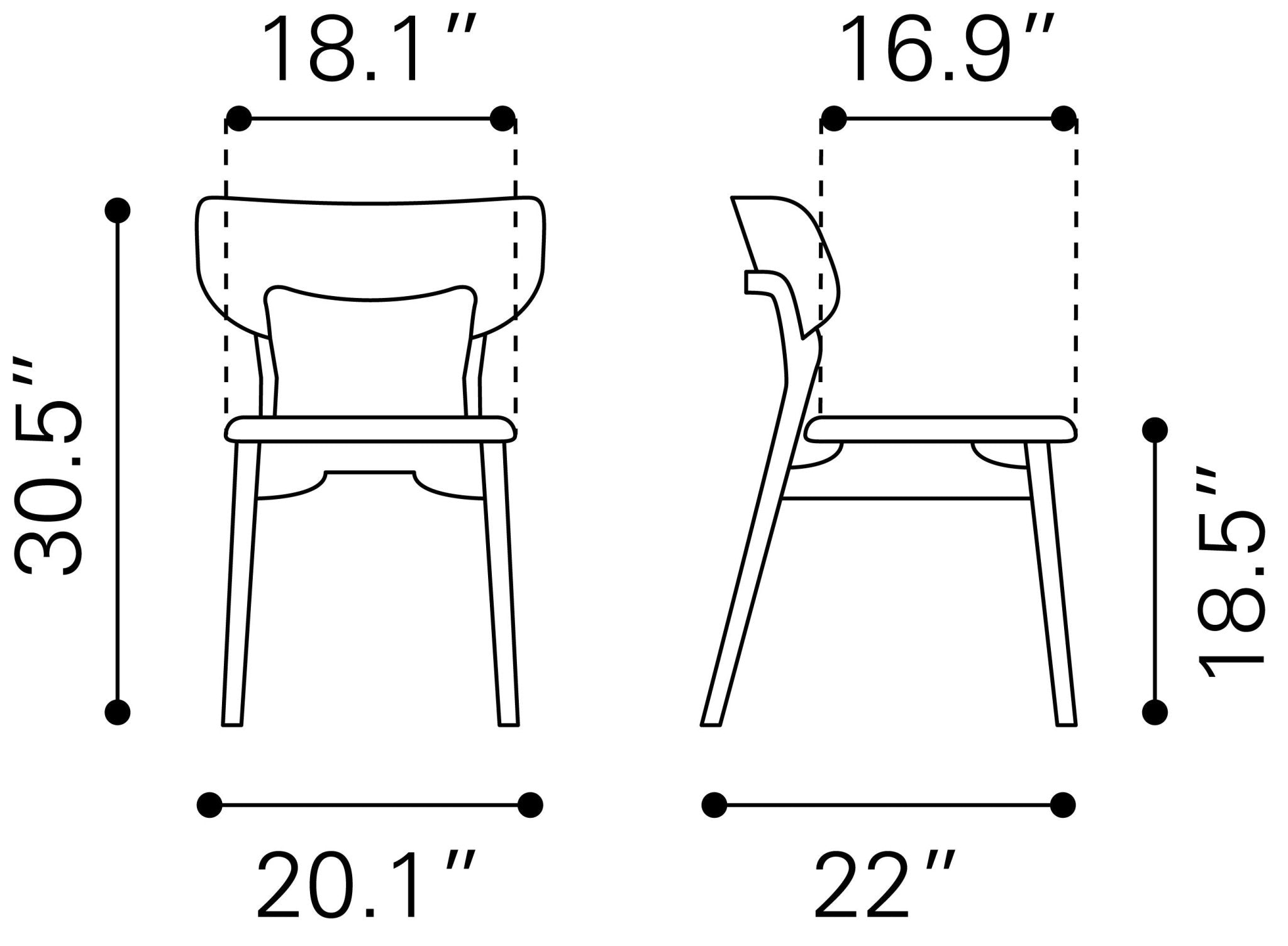 Russell Dining Chair (Set of 2) Walnut & Light Gray - Cozy Roots Decor