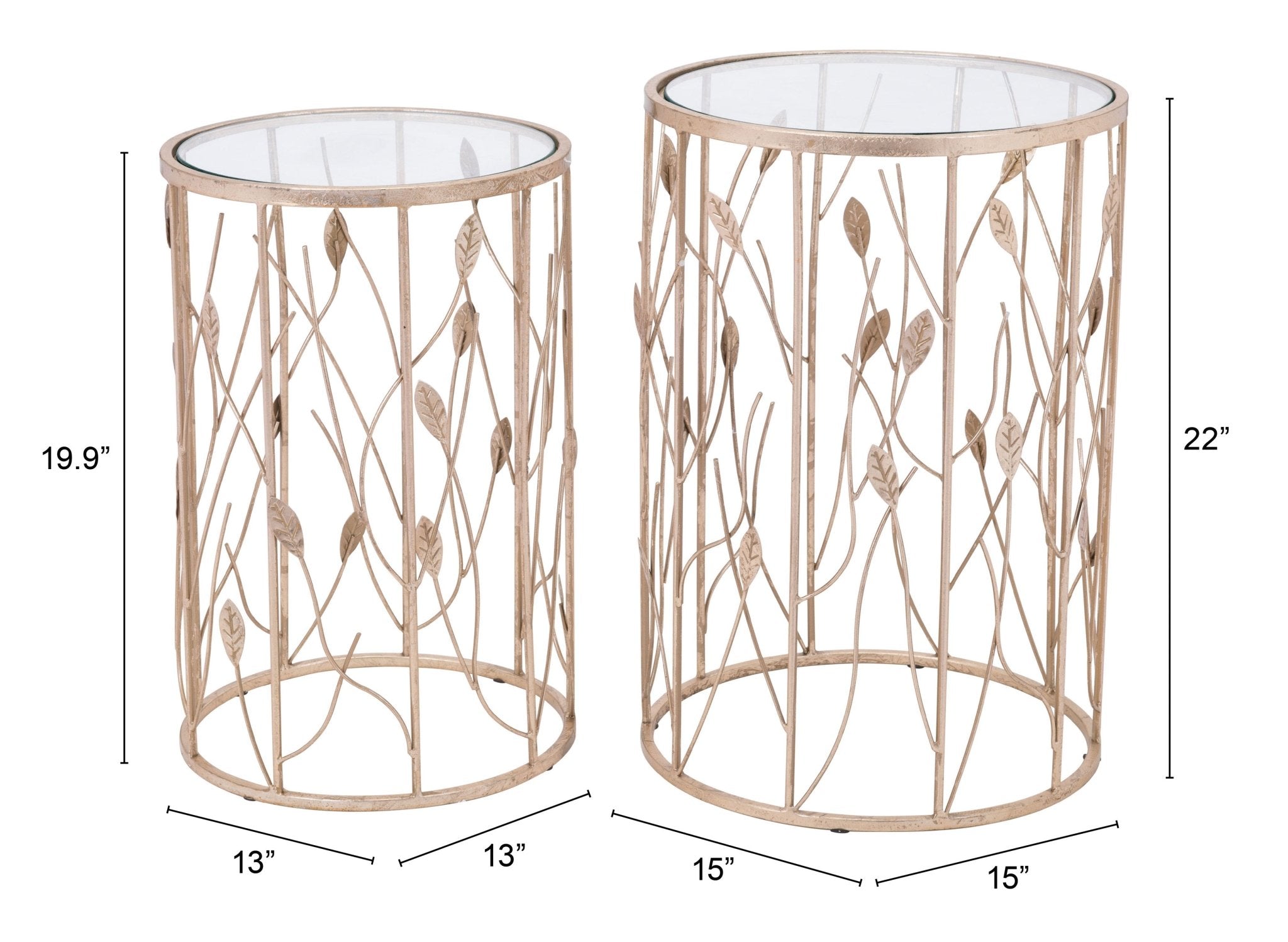 Sage Side Table Set (2 - Piece) Gold - Cozy Roots Decor