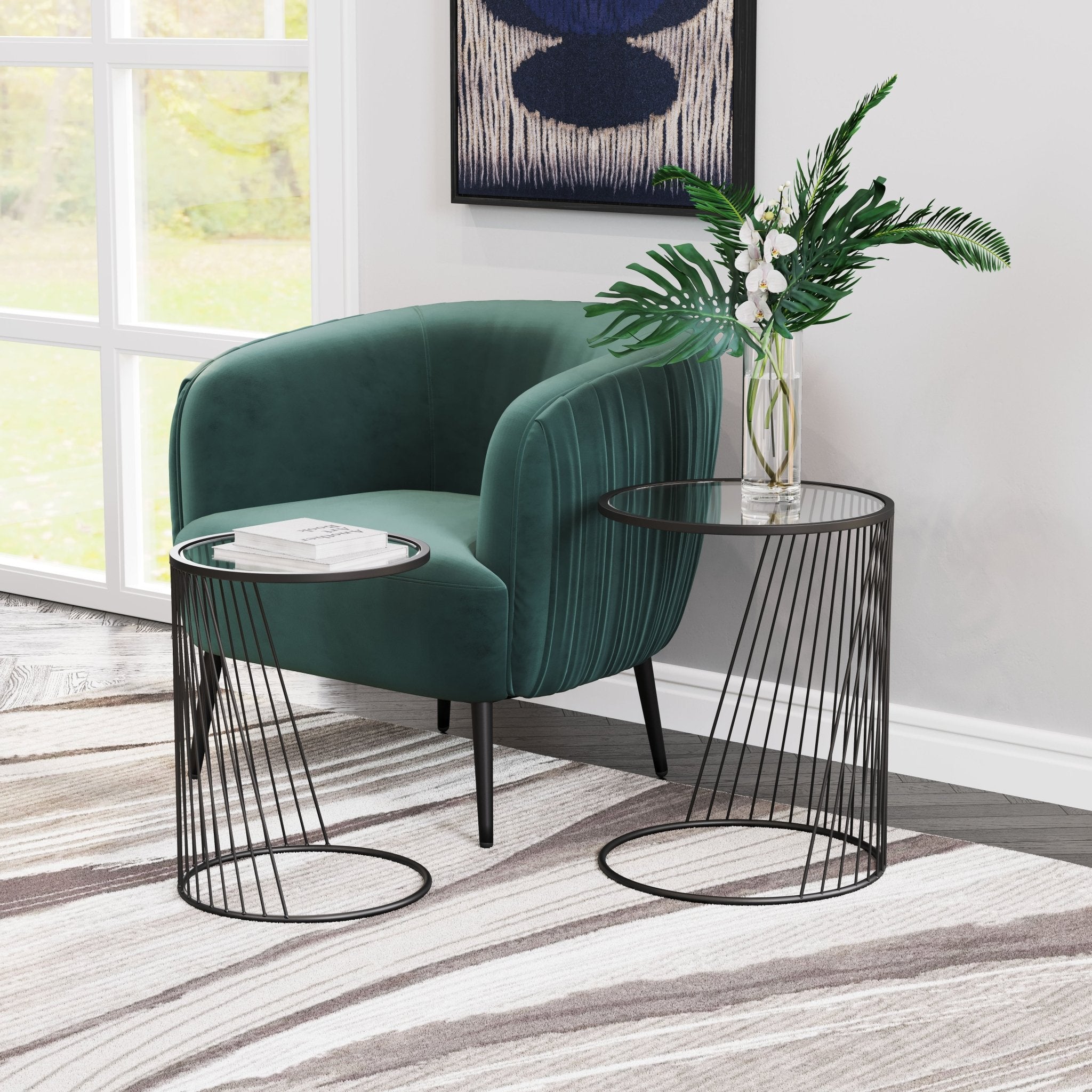Shine Nesting Table Set (2 - Piece) Black - Cozy Roots Decor
