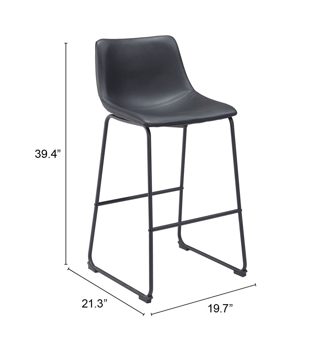Smart Barstool (Set of 2) Black - Cozy Roots Decor