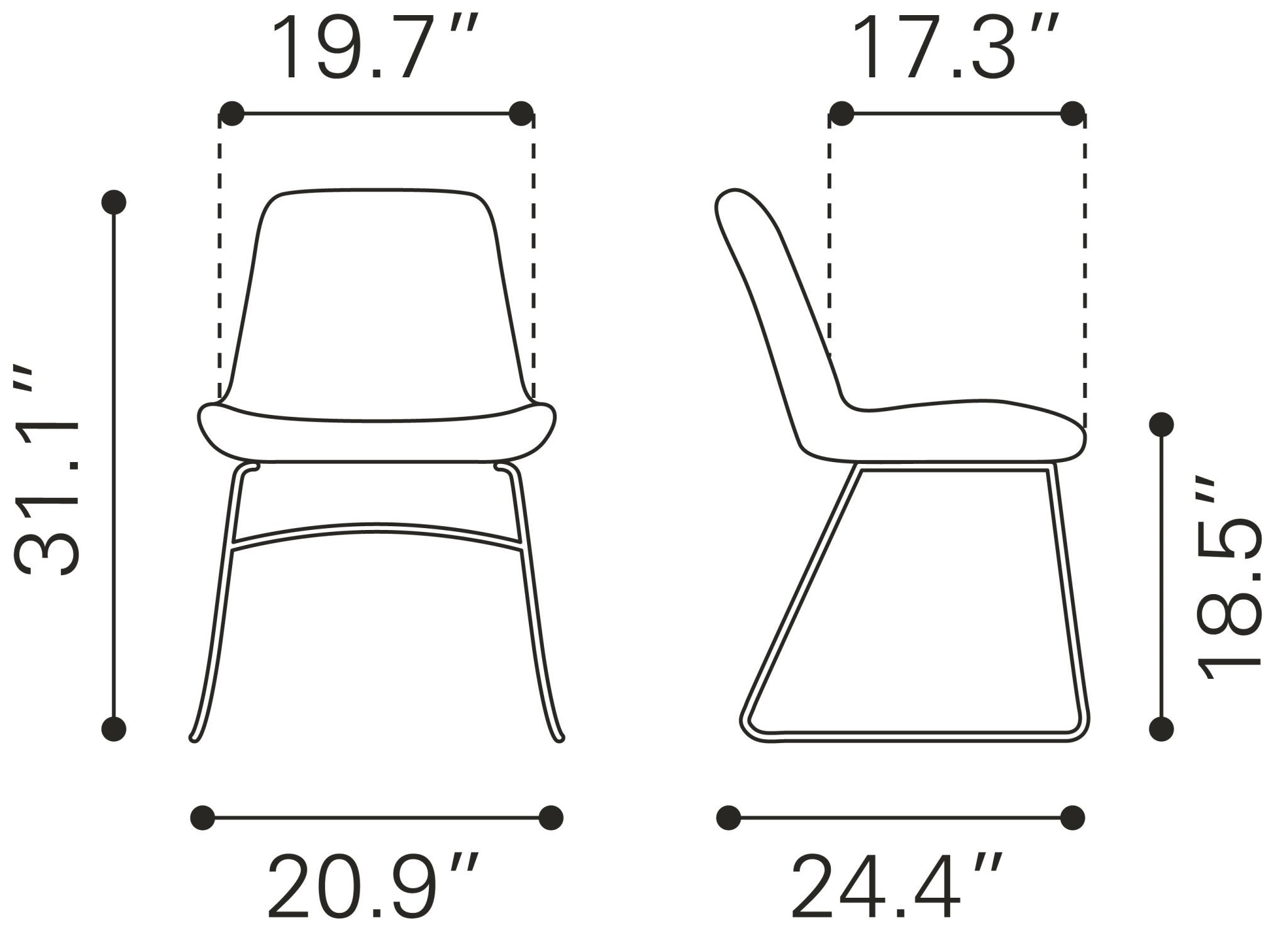 Tammy Dining Chair (Set of 2) Yellow - Cozy Roots Decor
