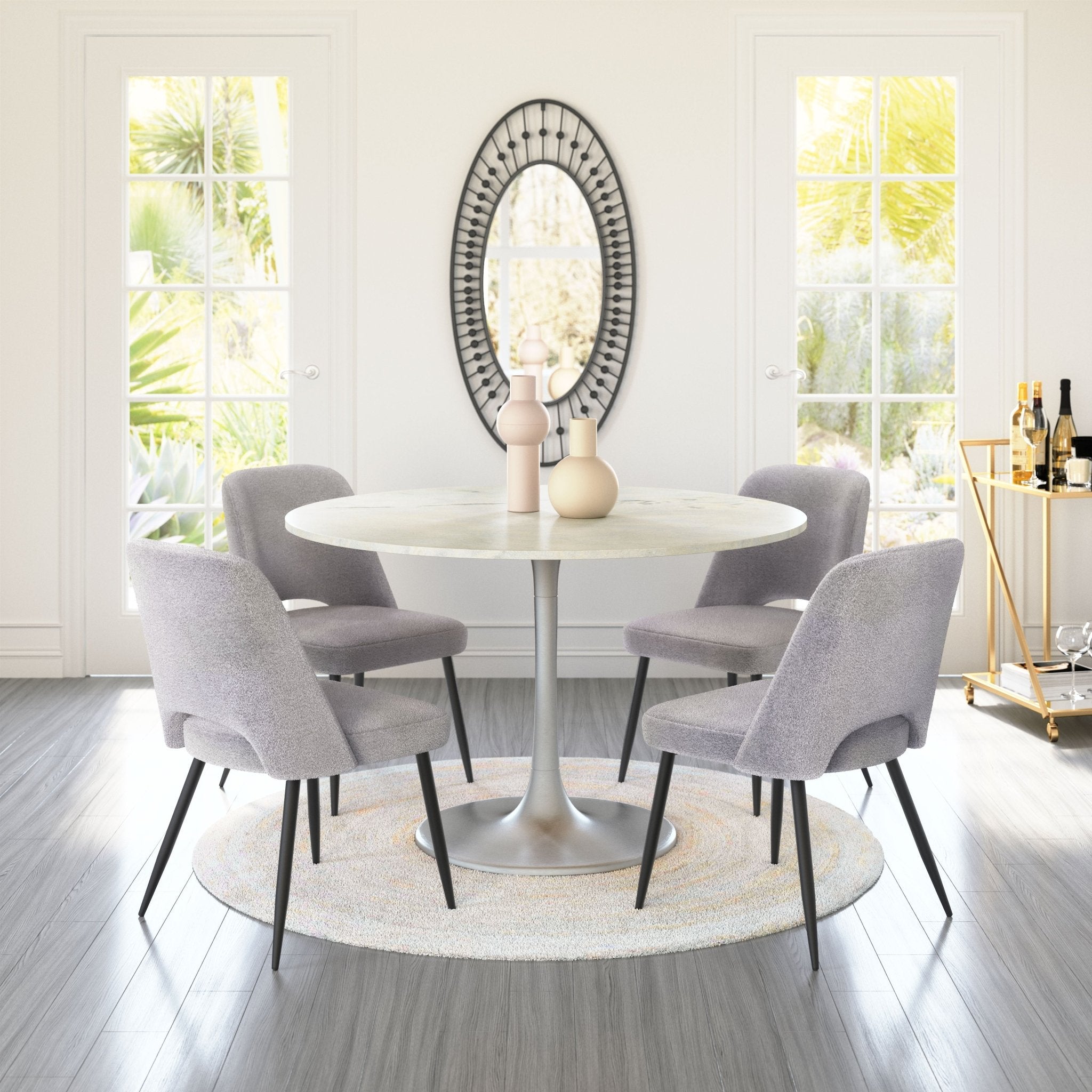 Teddy Dining Chair (Set of 2) Gray - Cozy Roots Decor