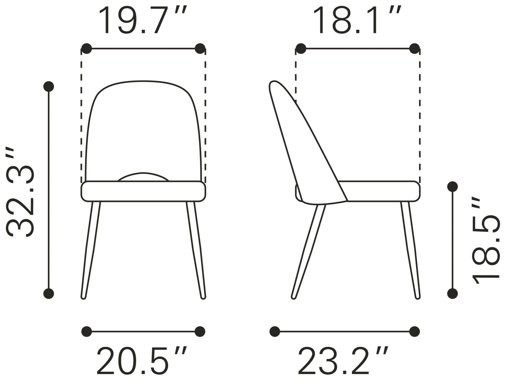 Teddy Dining Chair (Set of 2) Gray - Cozy Roots Decor