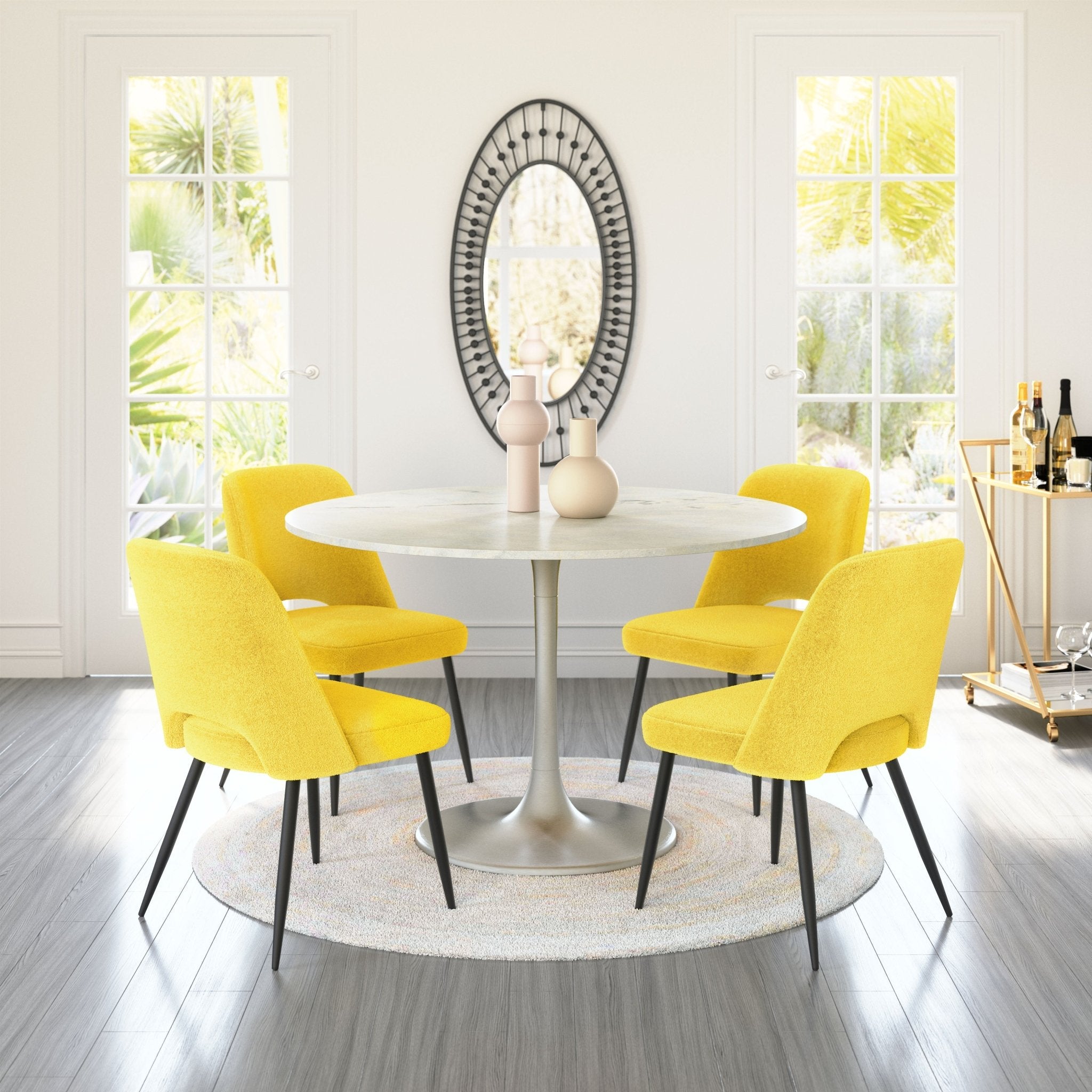 Teddy Dining Chair (Set of 2) Yellow - Cozy Roots Decor