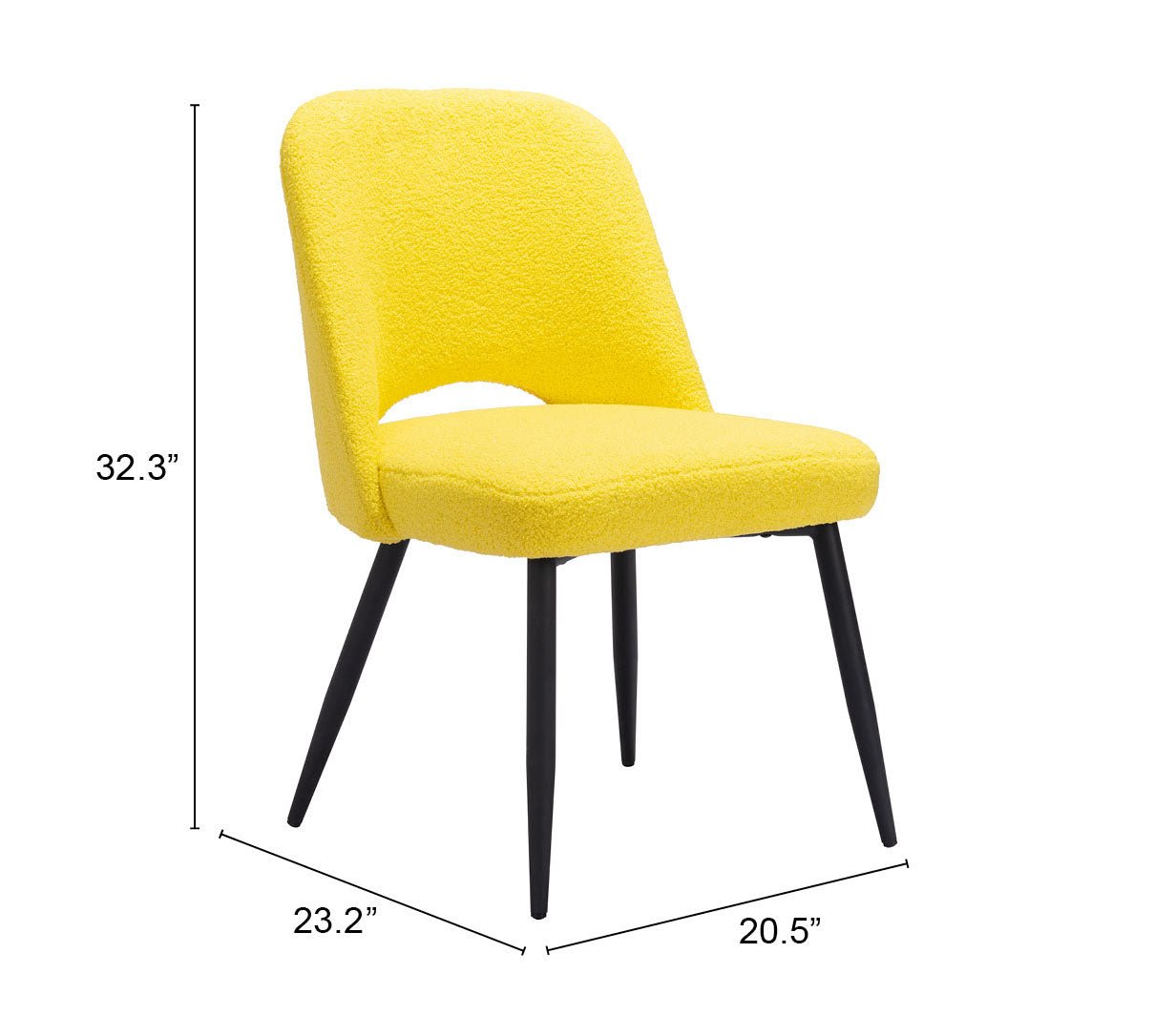 Teddy Dining Chair (Set of 2) Yellow - Cozy Roots Decor