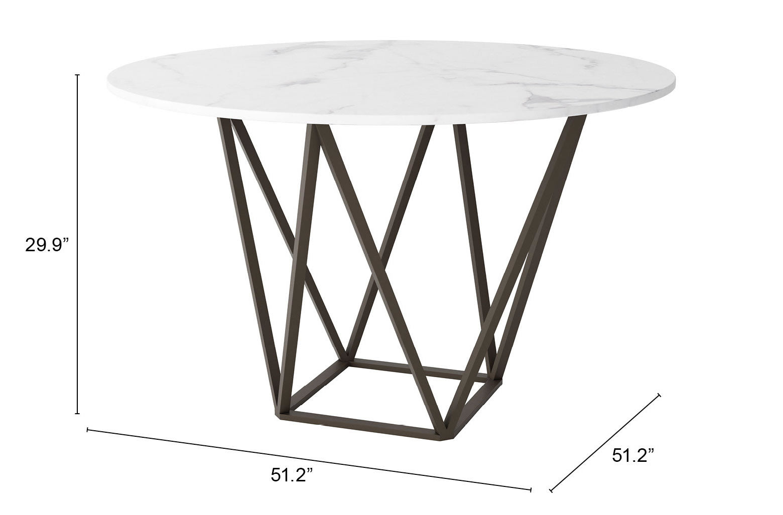 Tintern Dining Table White & Antique Bronze - Cozy Roots Decor