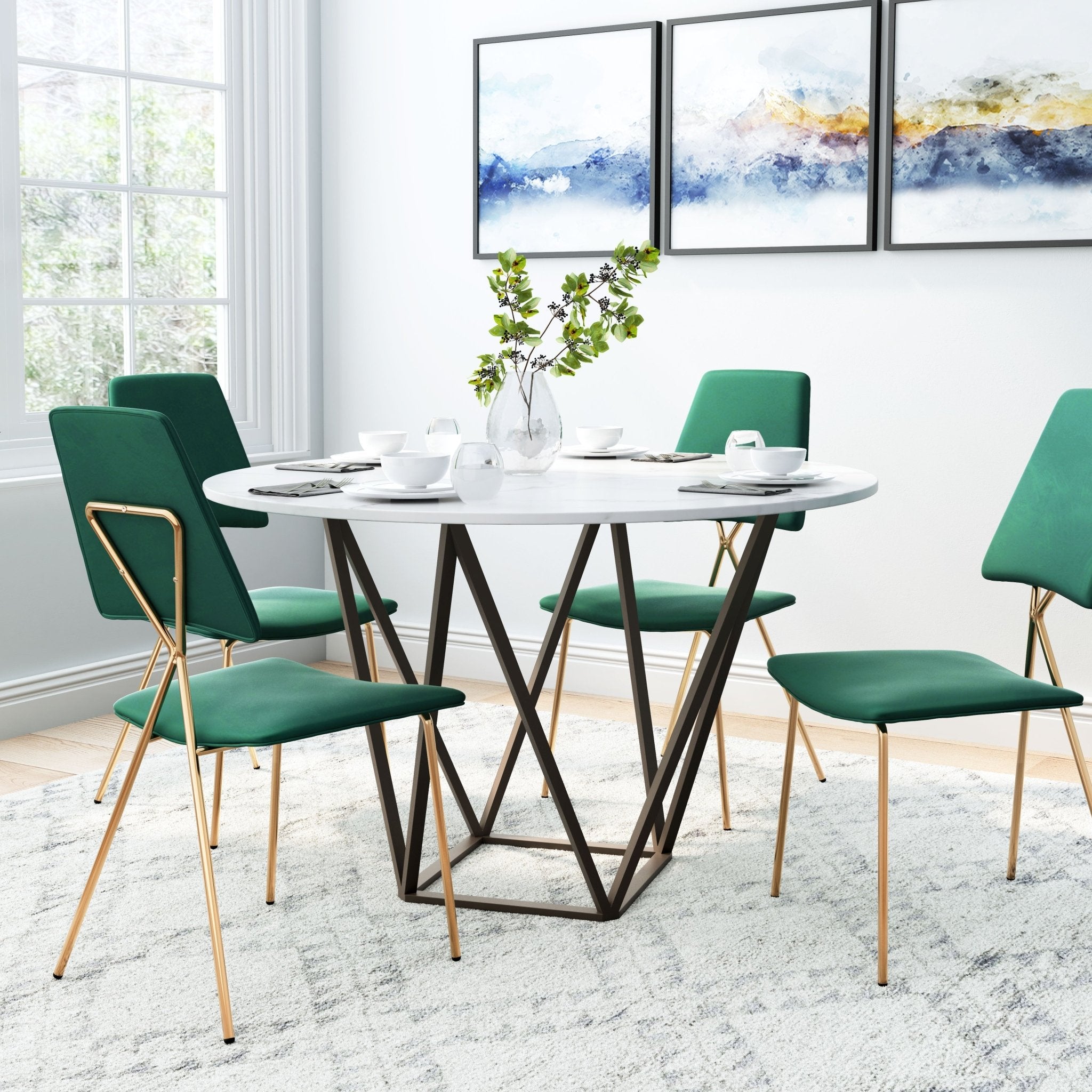 Tintern Dining Table White & Antique Bronze - Cozy Roots Decor