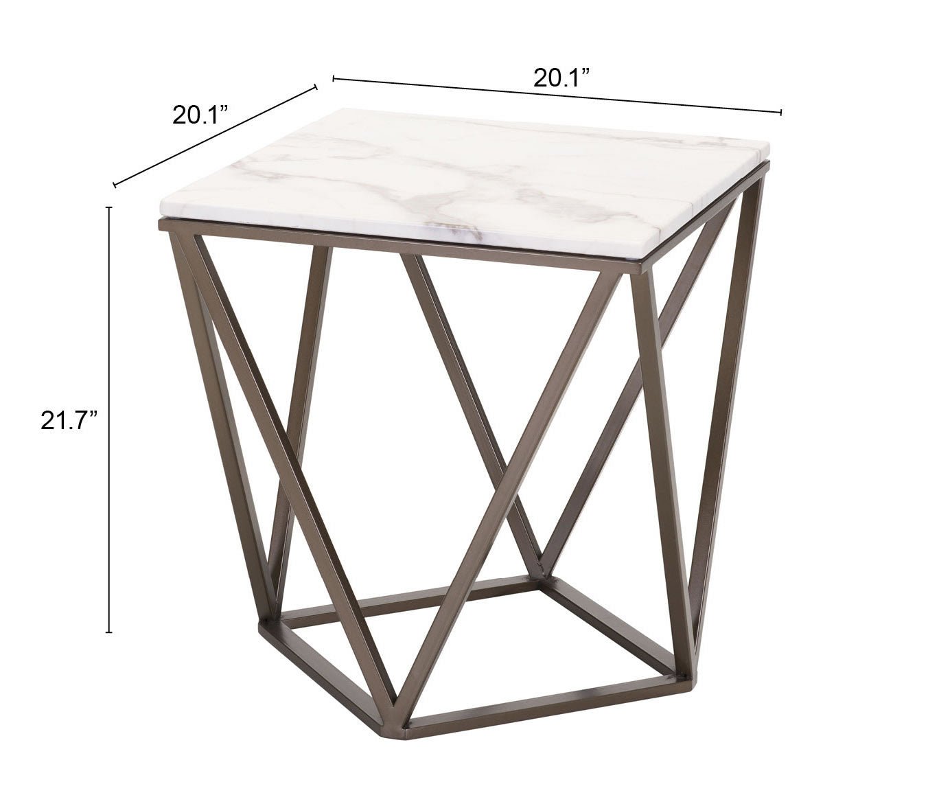 Tintern End Table White & Antique Bronze - Cozy Roots Decor
