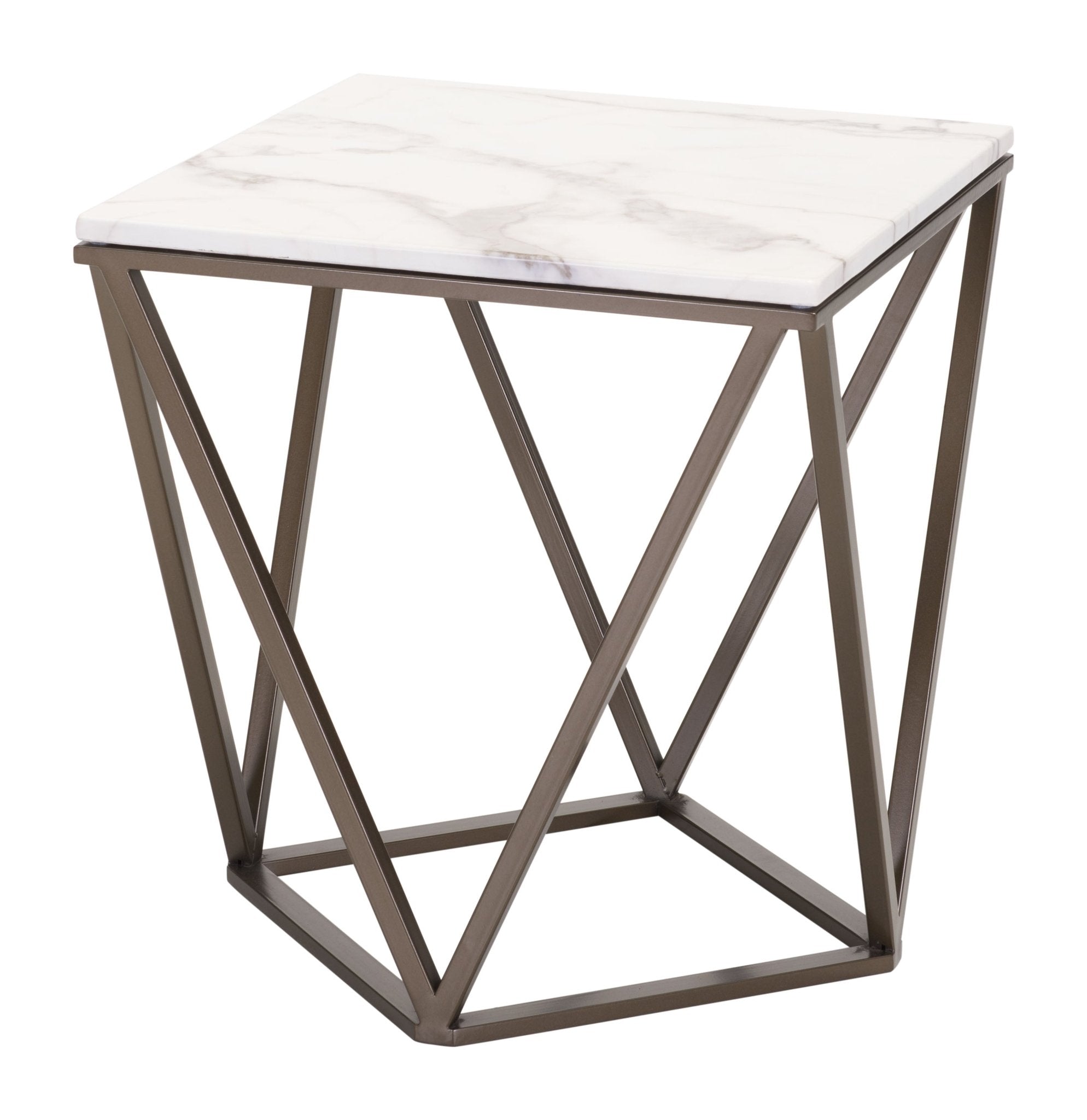 Tintern End Table White & Antique Bronze - Cozy Roots Decor