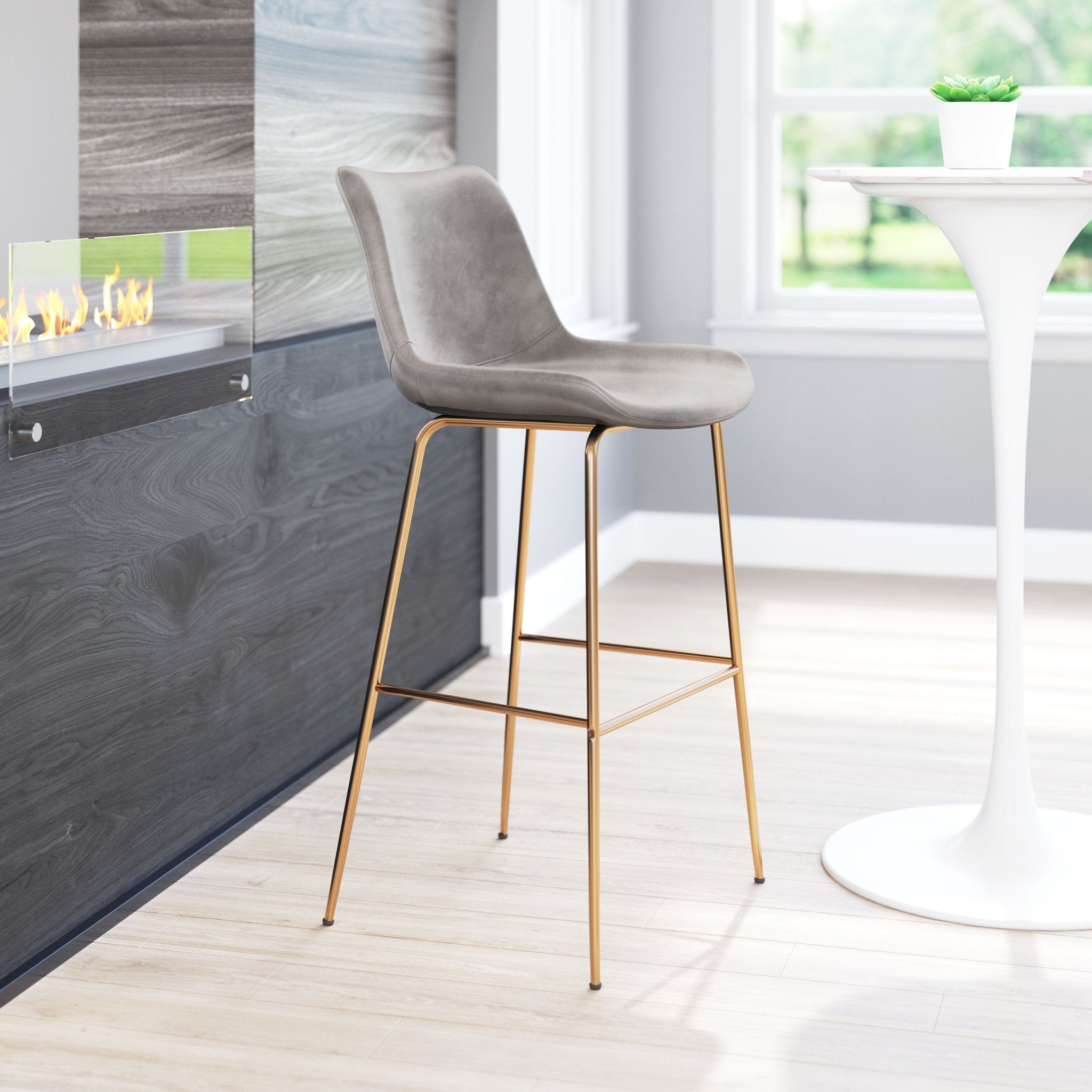Tony Barstool Gray & Gold - Cozy Roots Decor