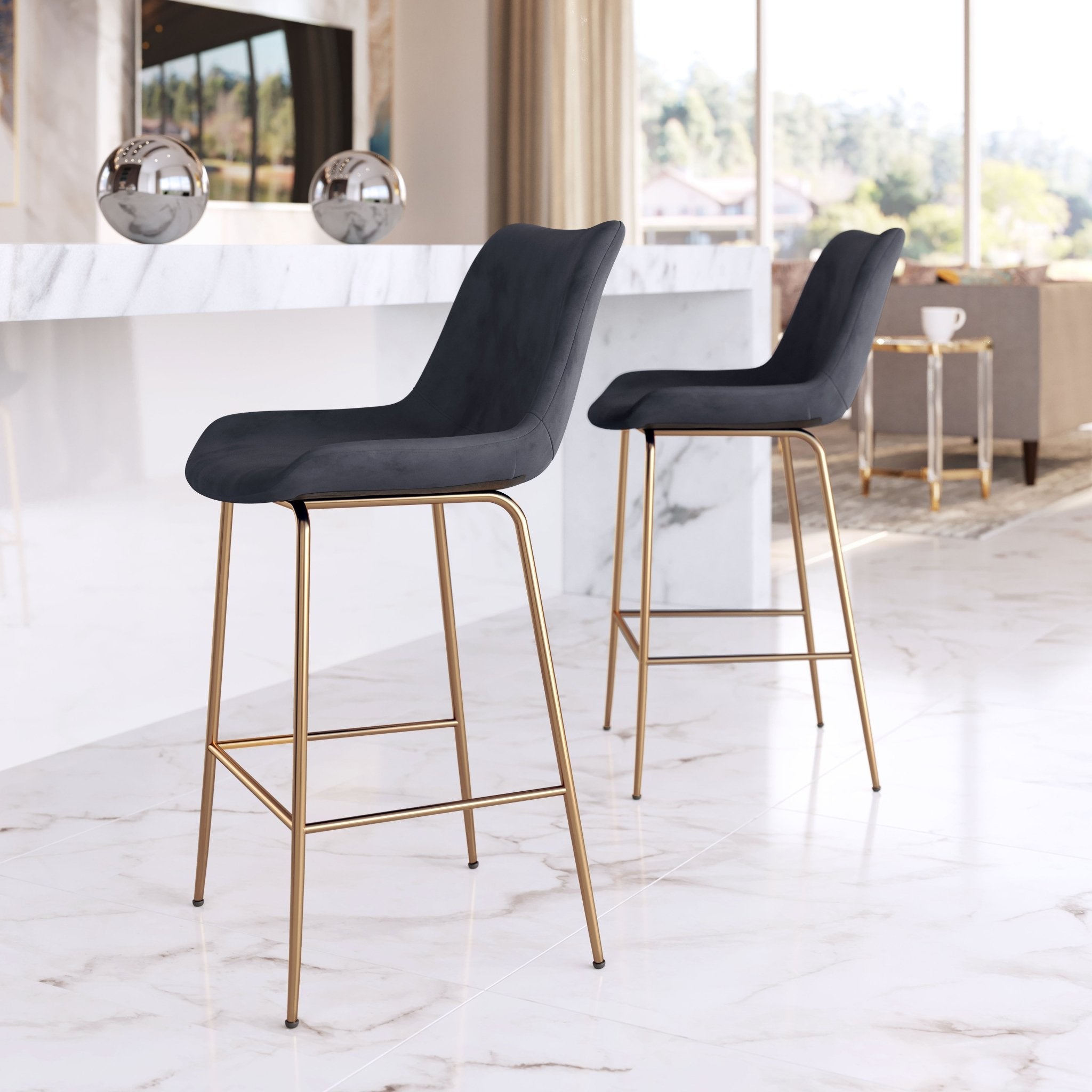 Tony Counter Stool Black & Gold - Cozy Roots Decor