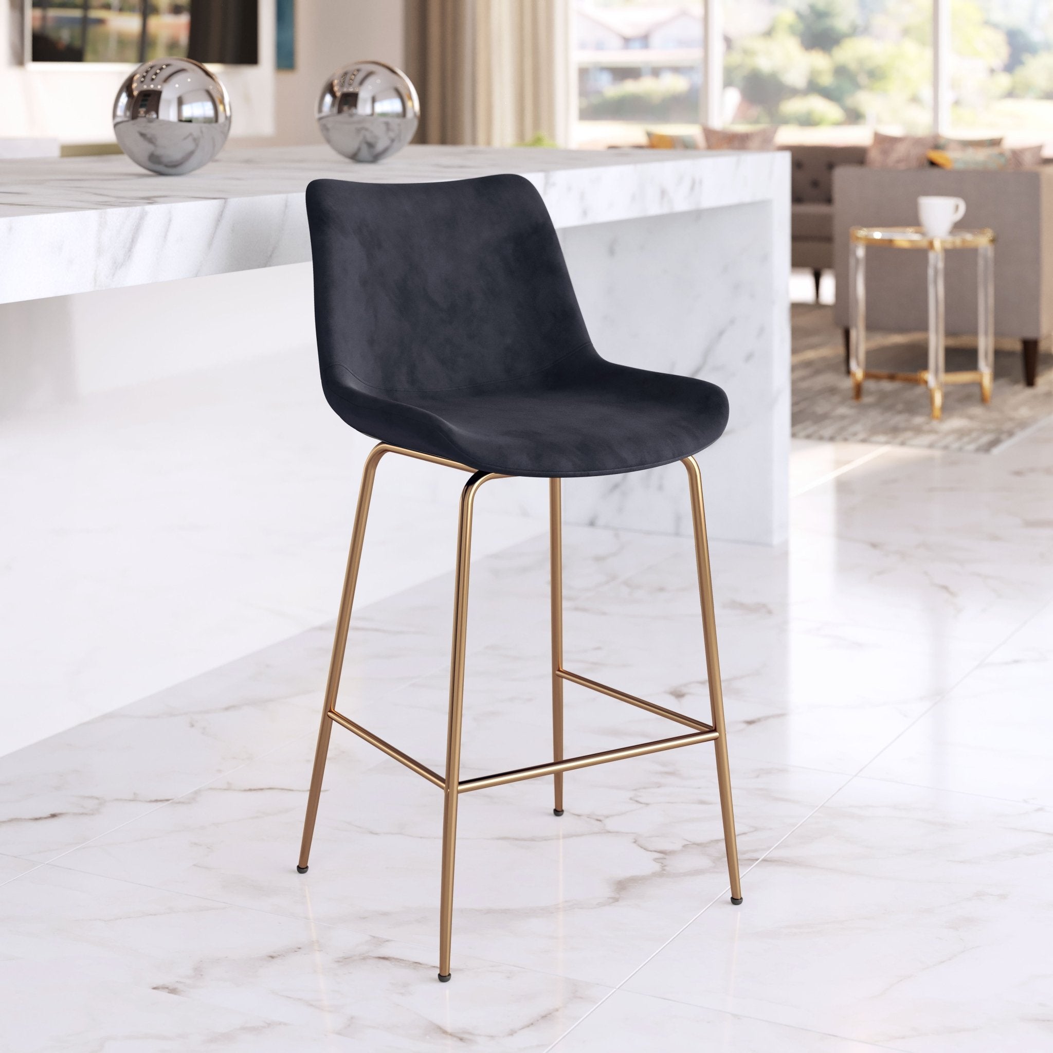 Tony Counter Stool Black & Gold - Cozy Roots Decor