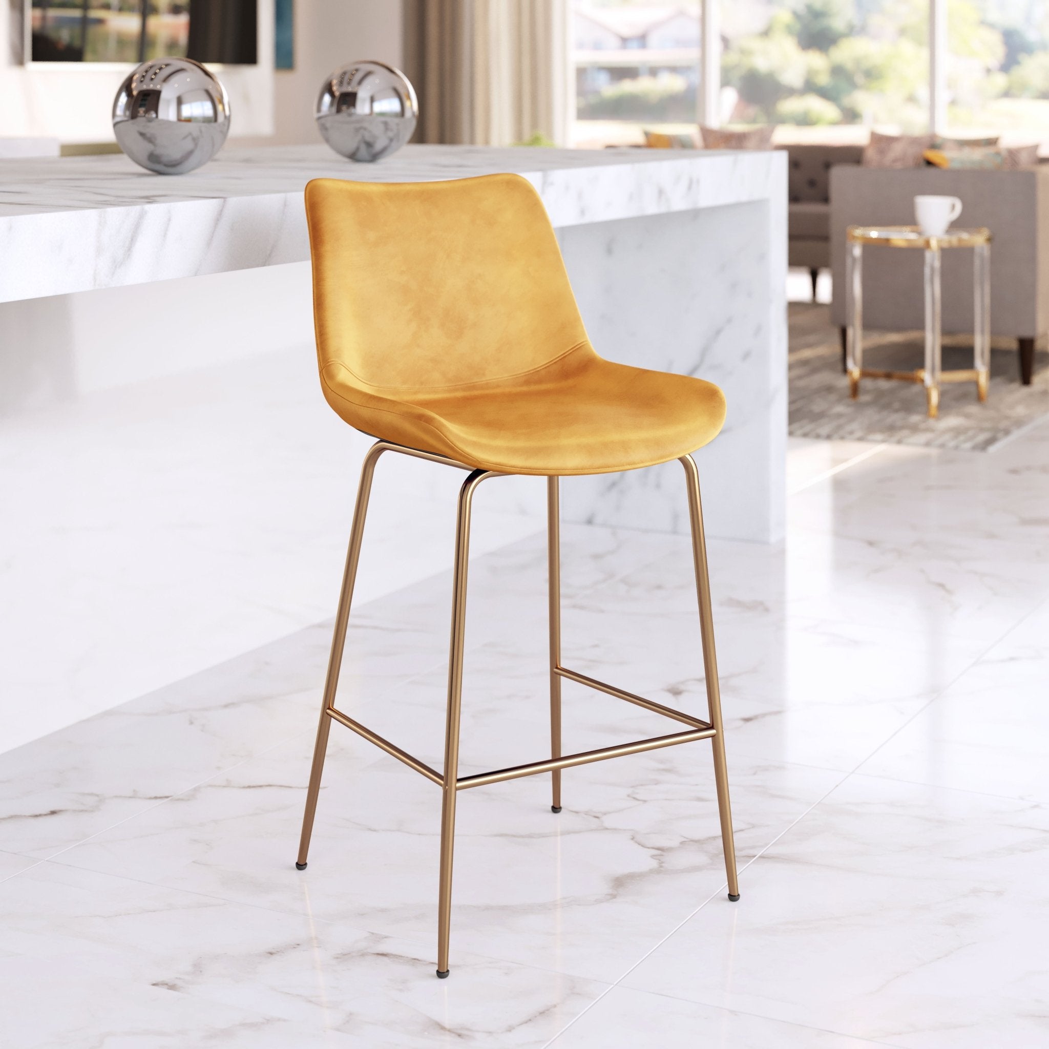 Tony Counter Stool Yellow & Gold - Cozy Roots Decor