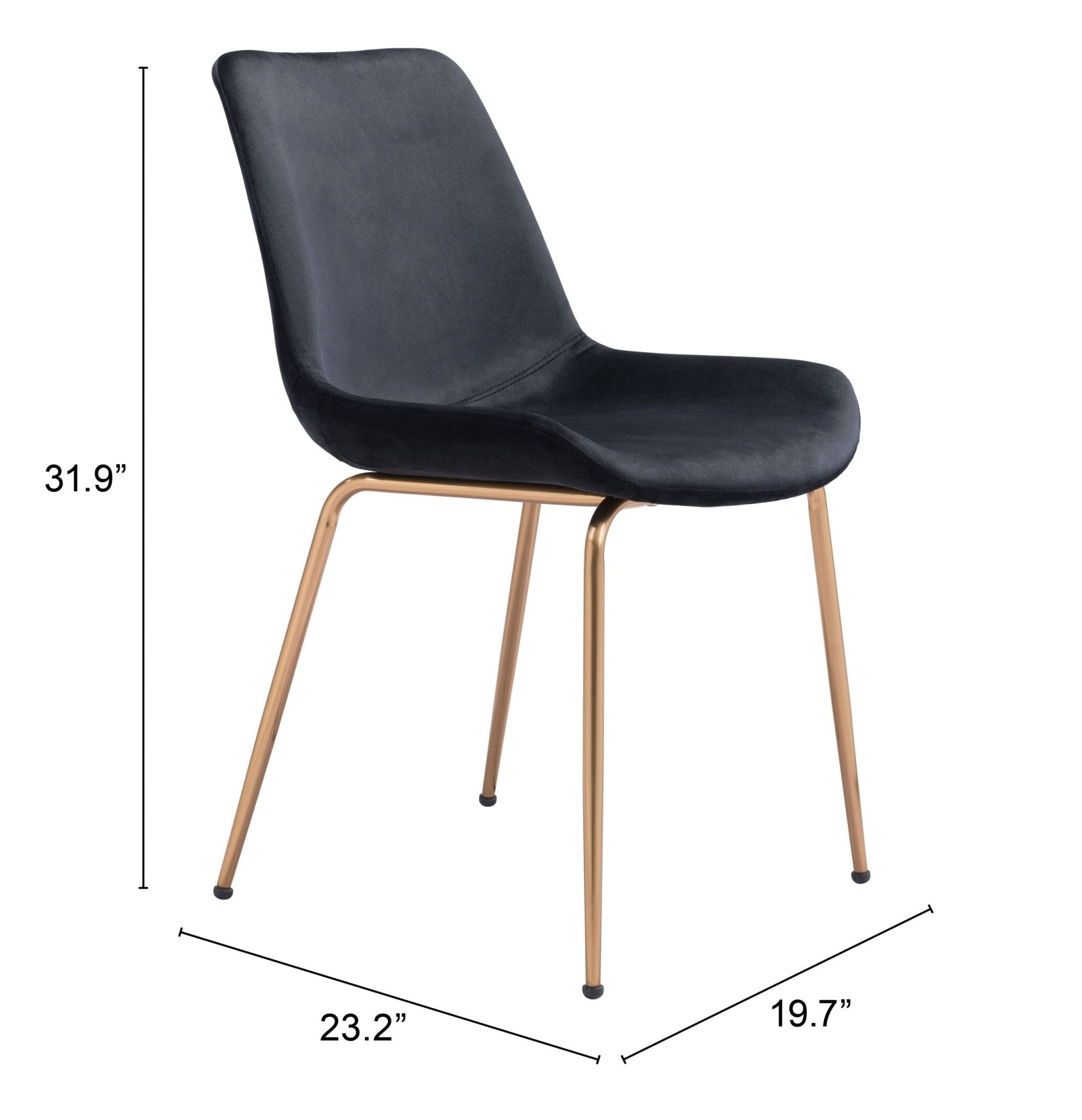 Tony Dining Chair (Set of 2) Black & Gold - Cozy Roots Decor