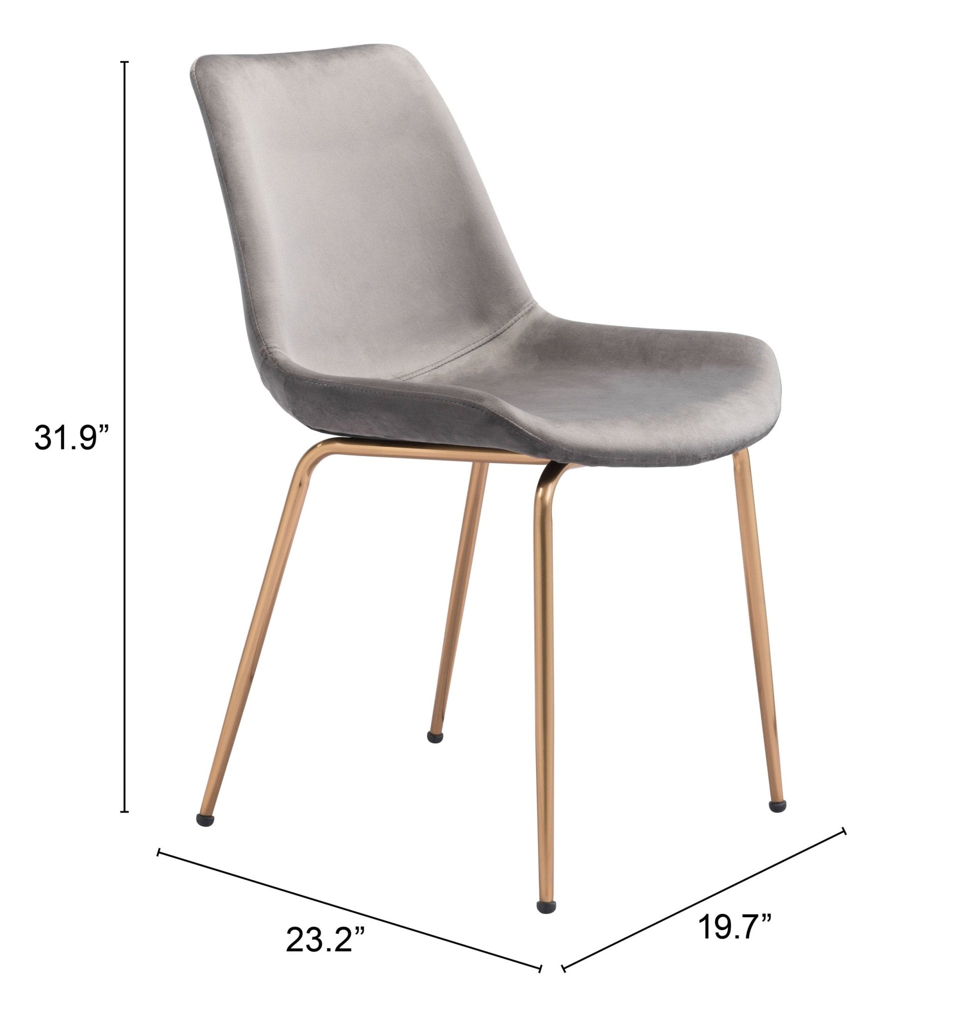 Tony Dining Chair (Set of 2) Gray & Gold - Cozy Roots Decor