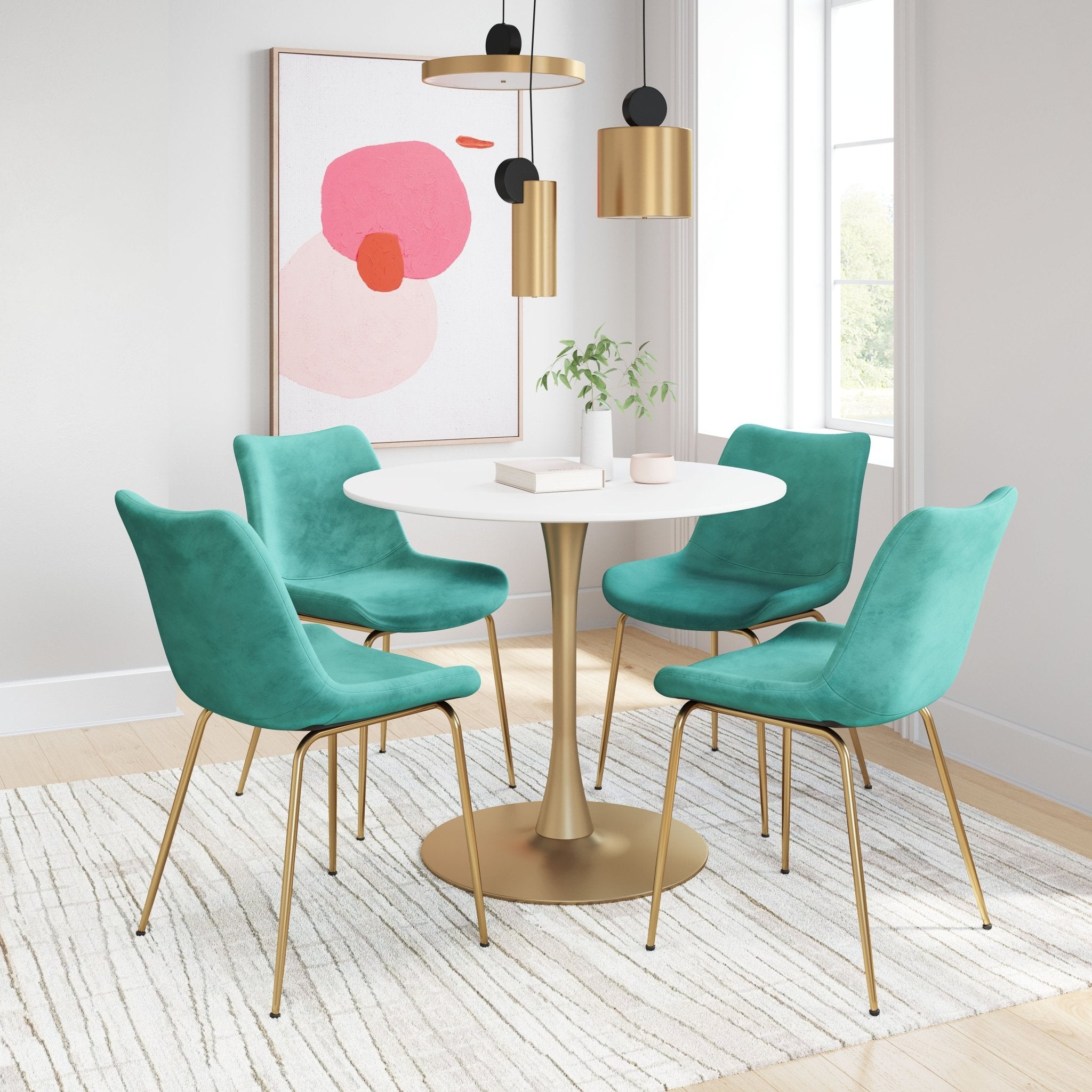 Tony Dining Chair (Set of 2) Green & Gold - Cozy Roots Decor