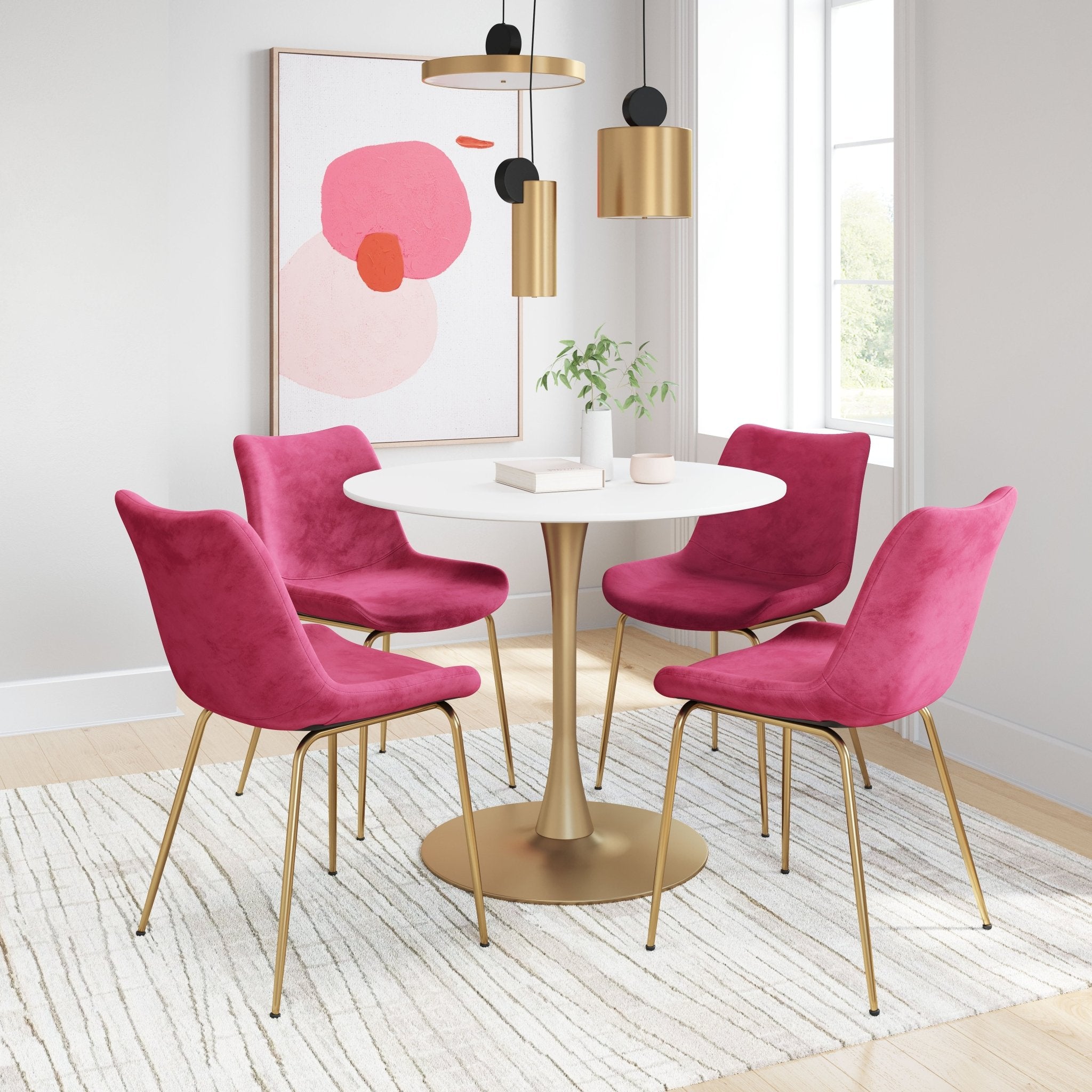Tony Dining Chair (Set of 2) Red & Gold - Cozy Roots Decor
