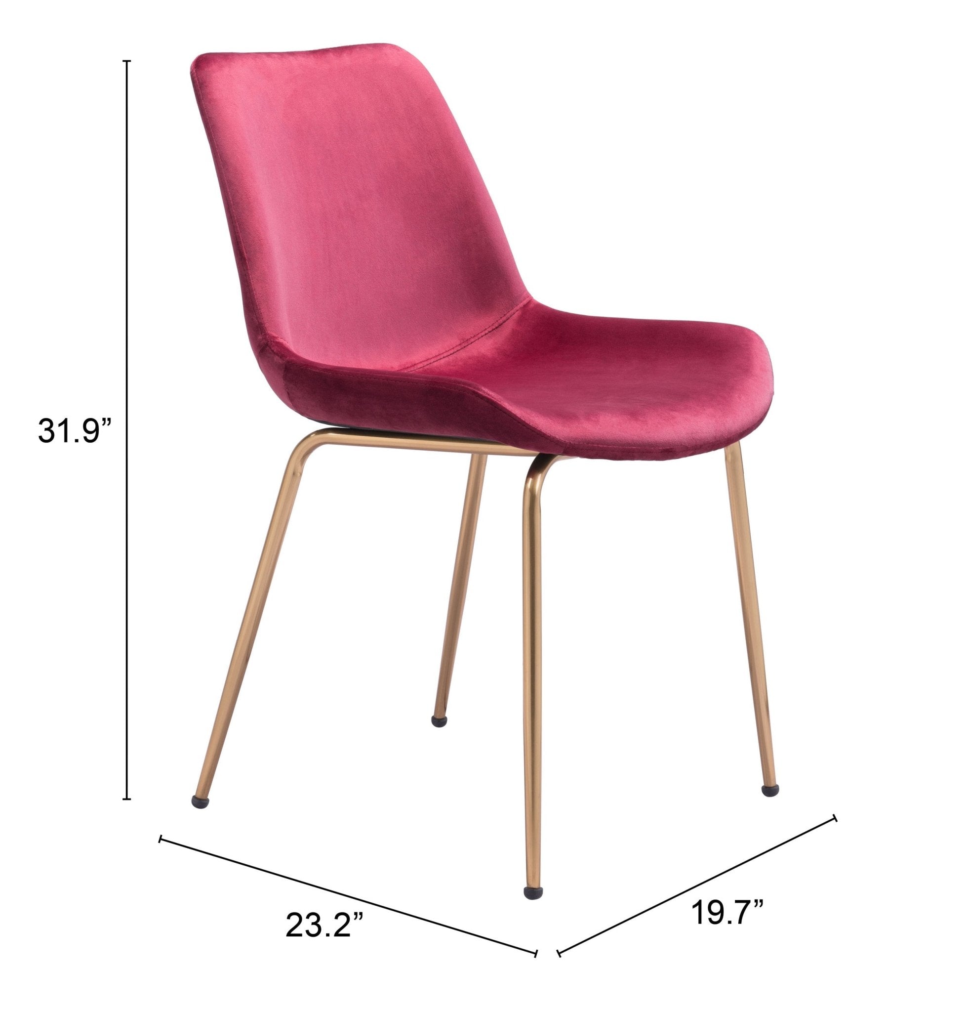 Tony Dining Chair (Set of 2) Red & Gold - Cozy Roots Decor