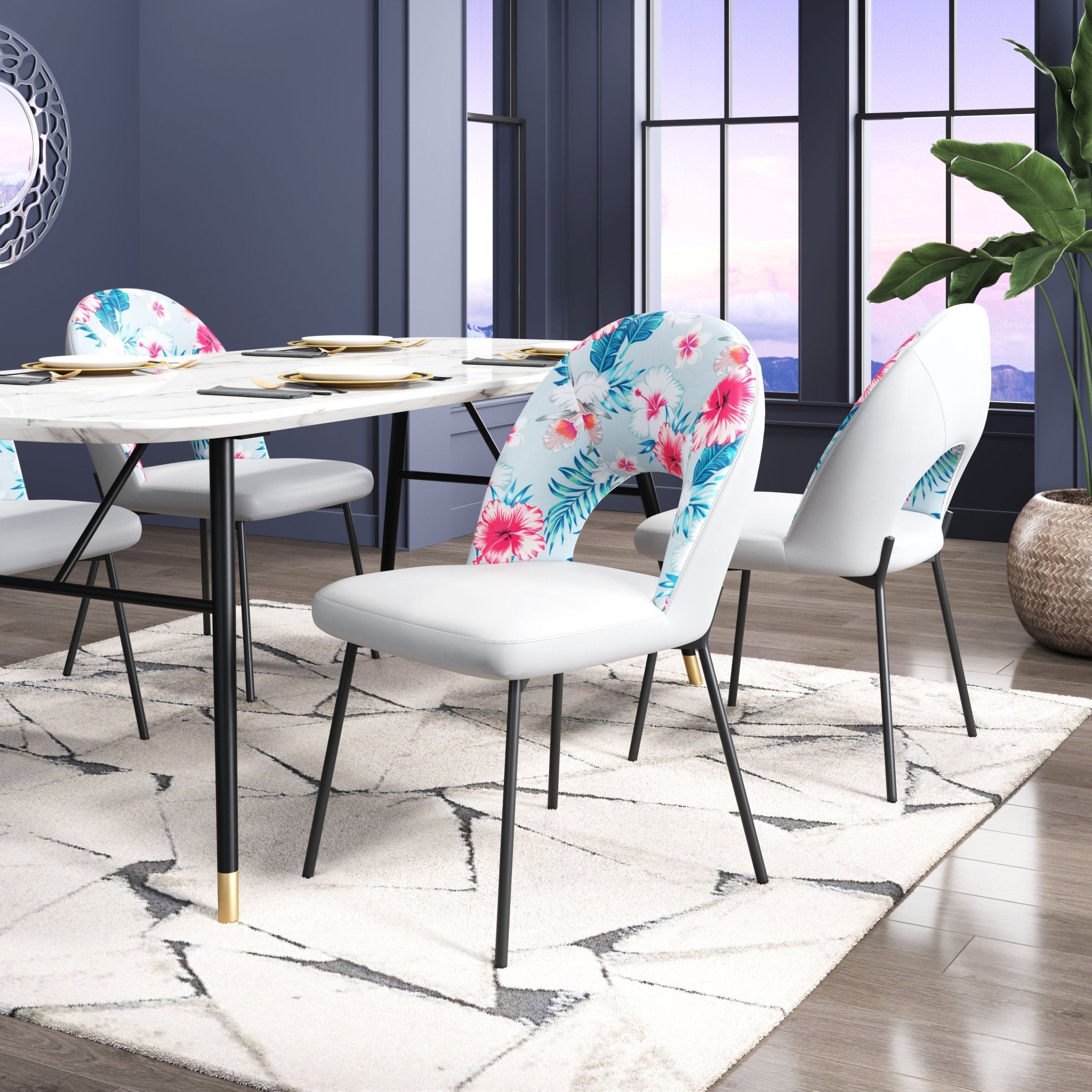 Torrey Dining Chair (Set of 2) Multicolor Print & Gray - Cozy Roots Decor