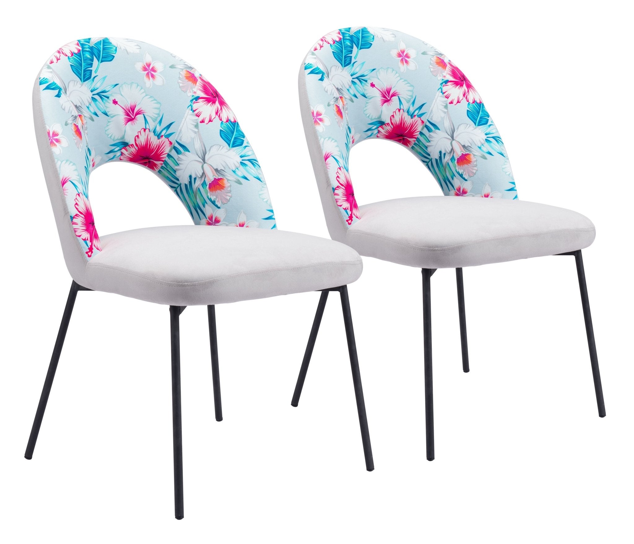 Torrey Dining Chair (Set of 2) Multicolor Print & Gray - Cozy Roots Decor