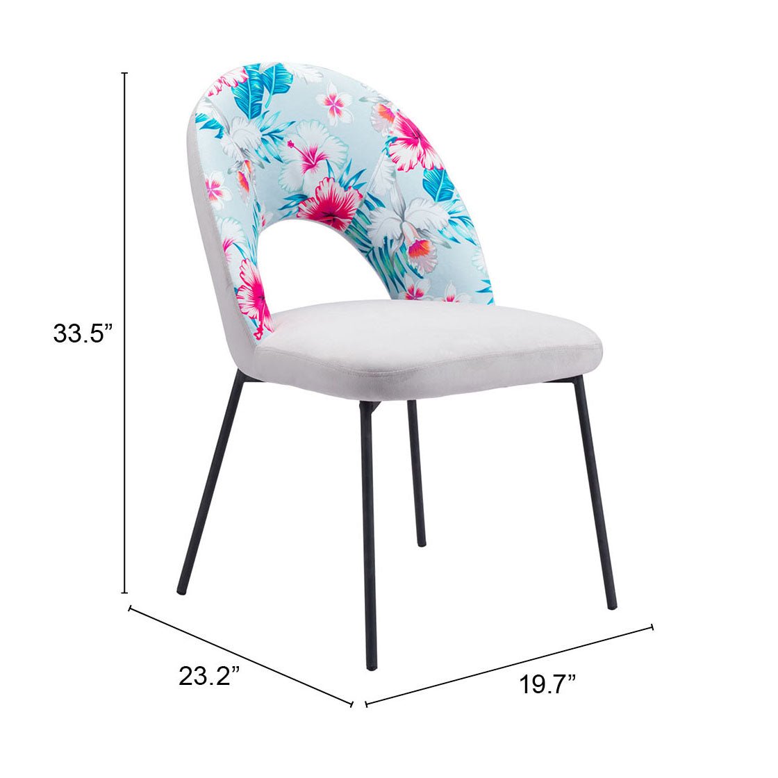 Torrey Dining Chair (Set of 2) Multicolor Print & Gray - Cozy Roots Decor