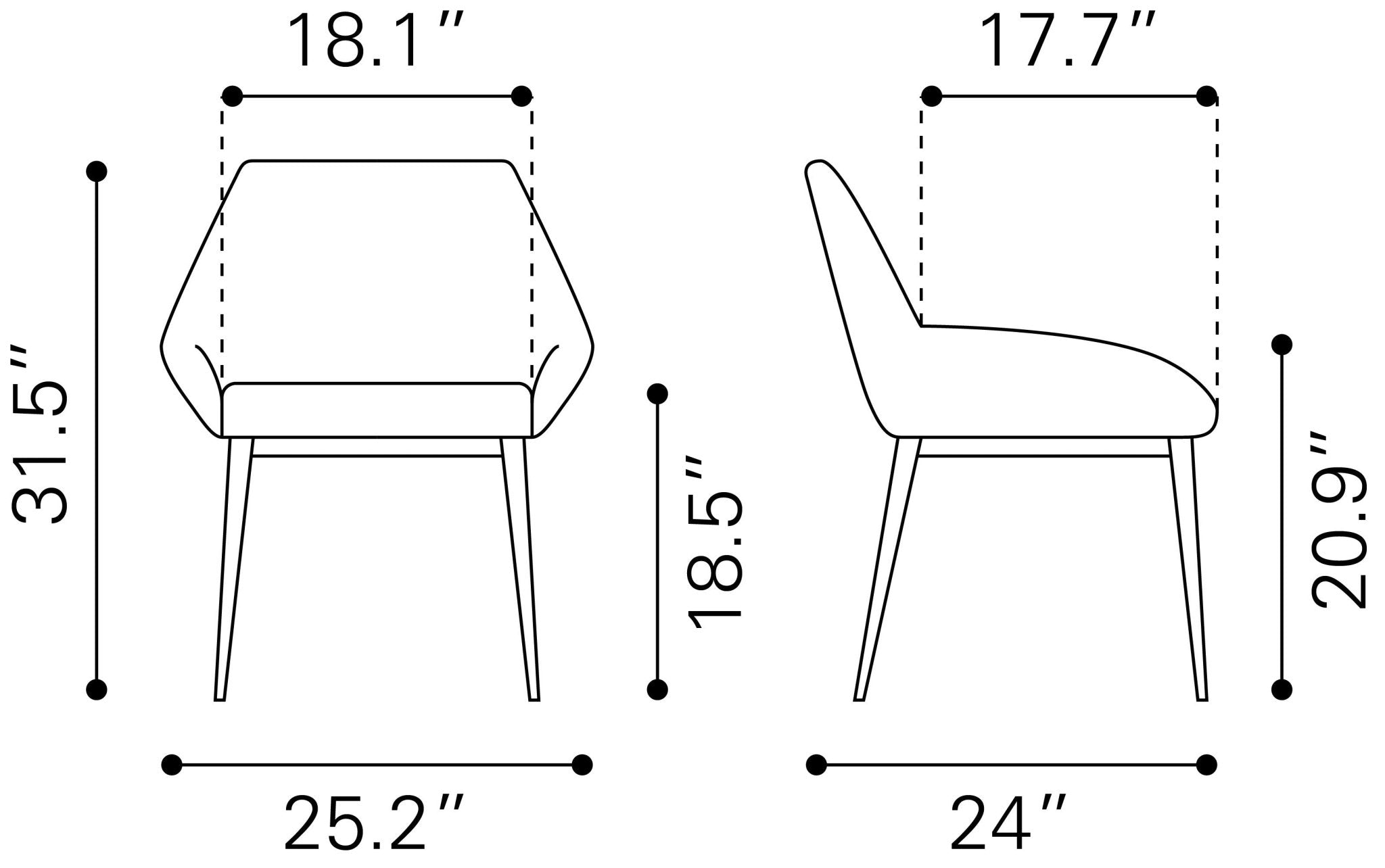 Vila Dining Chair (Set of 2) Gray - Cozy Roots Decor