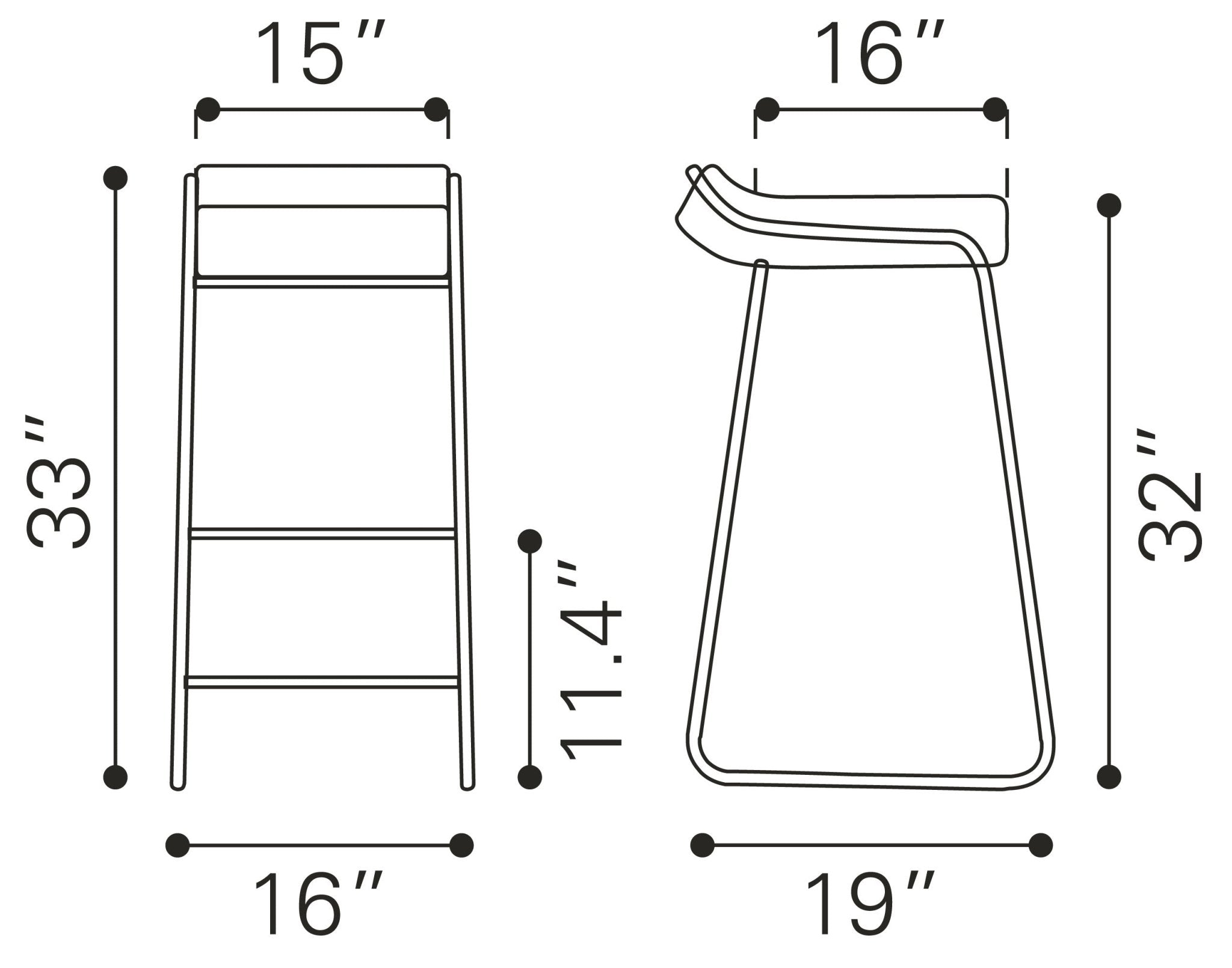 Wedge Barstool (Set of 2) Black - Cozy Roots Decor