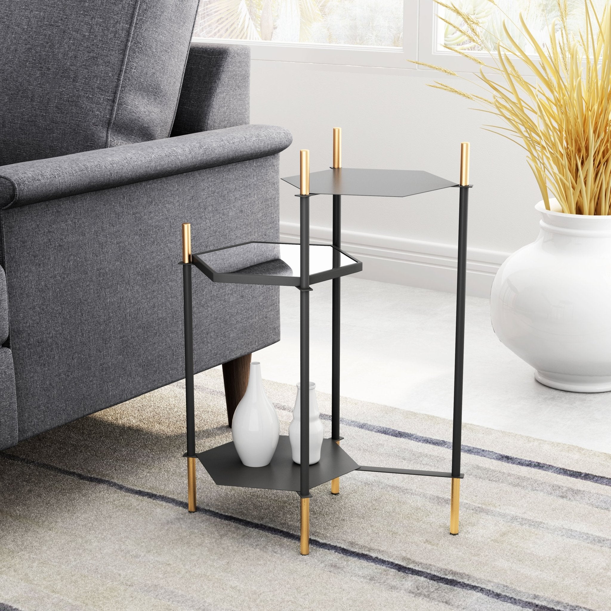 William Side Table Black & Gold - Cozy Roots Decor