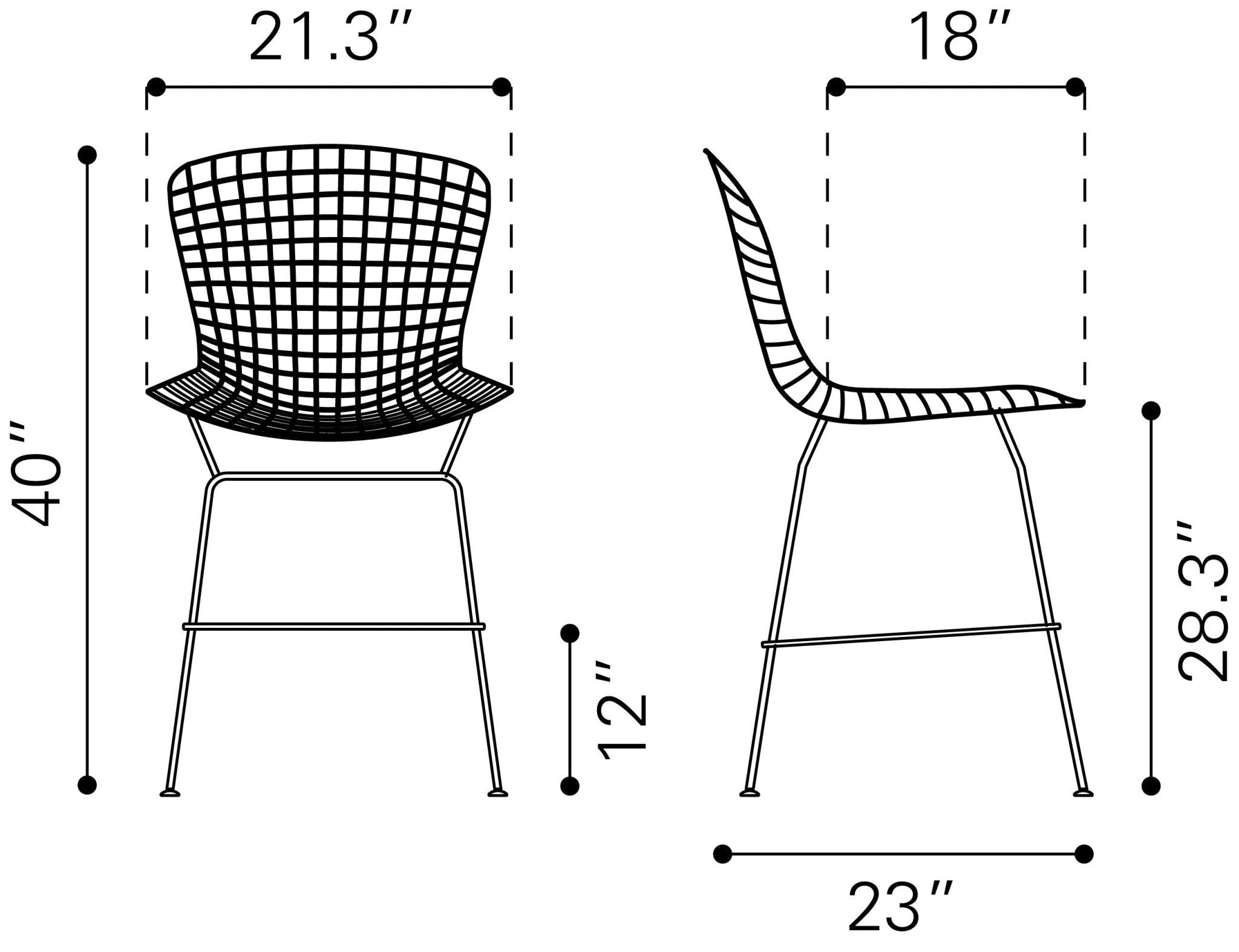 Wire Barstool (Set of 2) Chrome - Cozy Roots Decor