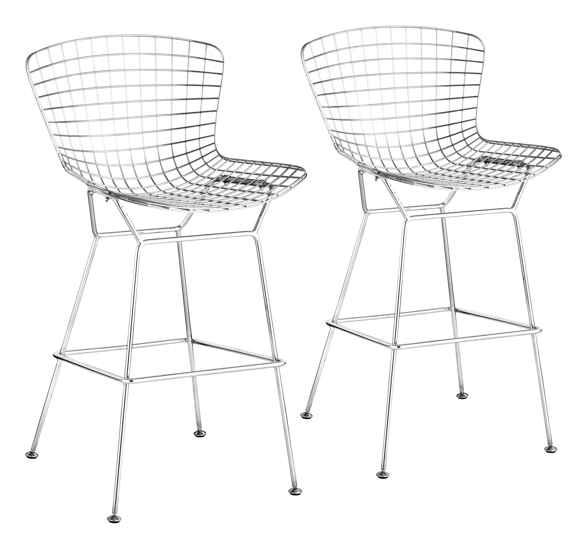 Wire Barstool (Set of 2) Chrome - Cozy Roots Decor