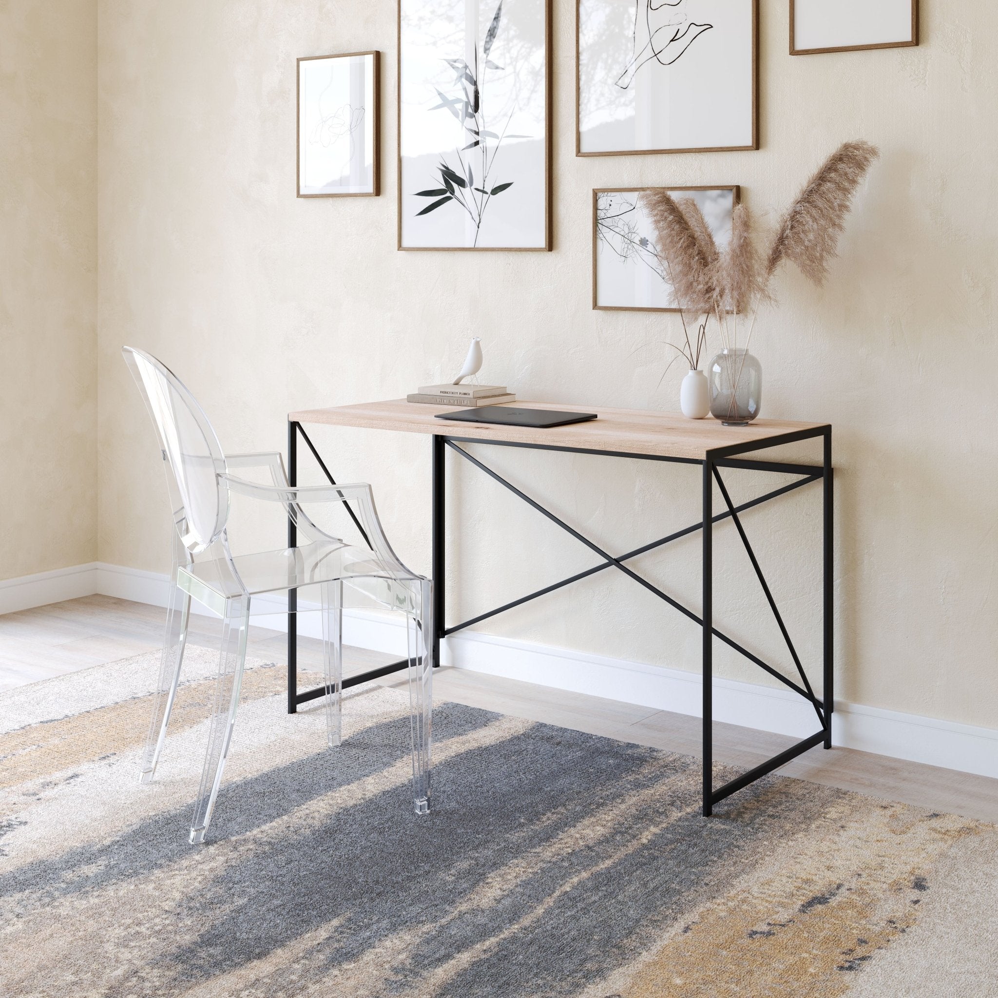 Yazmine Desk Natural & Black - Cozy Roots Decor