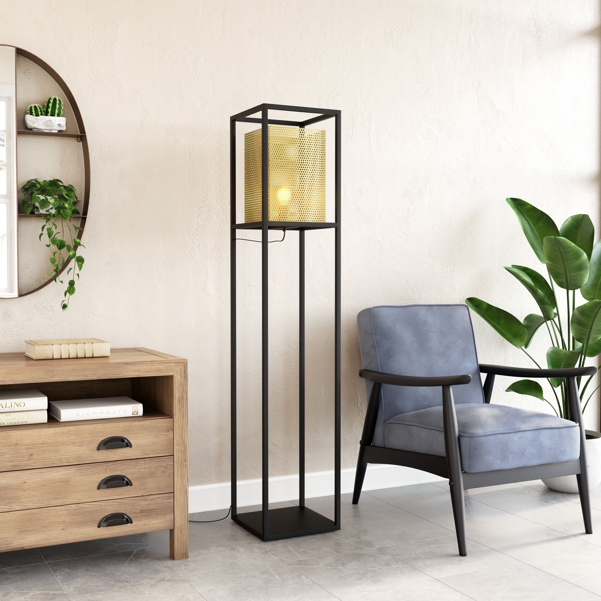 Yves Floor Lamp Gold & Black - Cozy Roots Decor