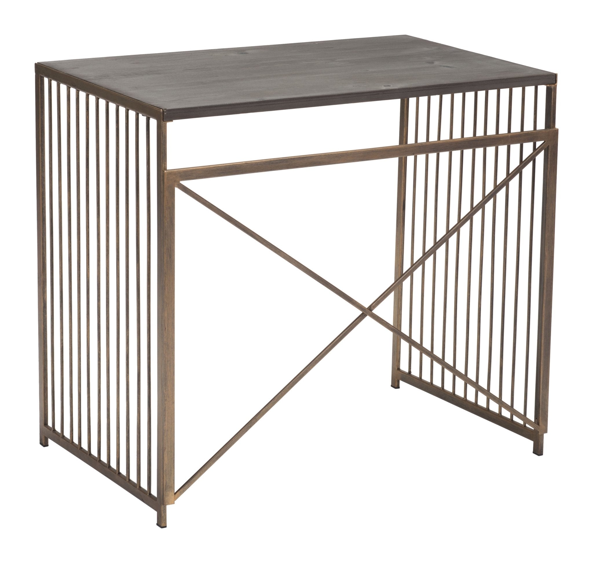 Zemo Desk Gray & Antique Bronze - Cozy Roots Decor