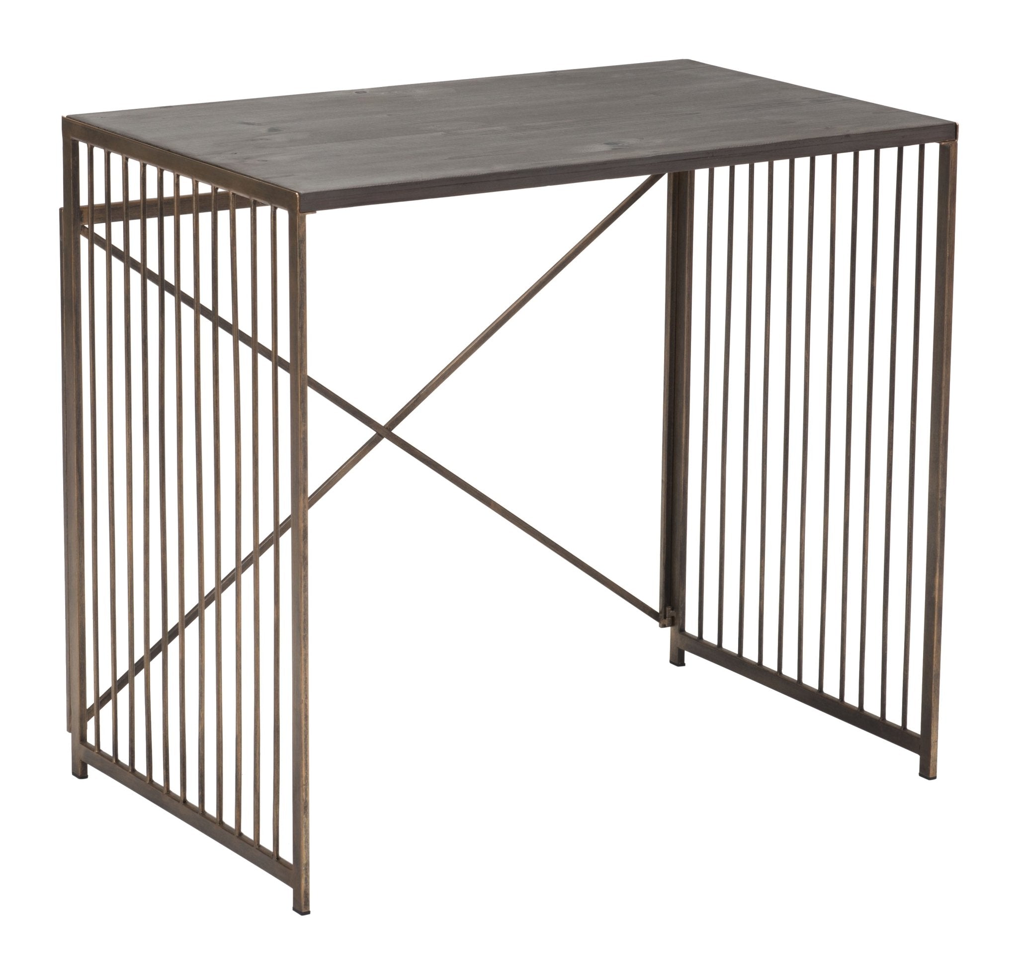 Zemo Desk Gray & Antique Bronze - Cozy Roots Decor